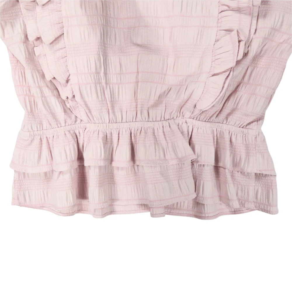 Milk & Honey Blouse Women's Pink Ruffle Tiered Size Large - Picture 10 of 13